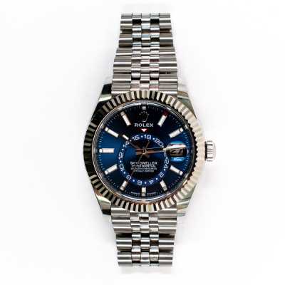 Rolex 336934 Sky-Dweller 42mm two-tone watch featuring blue dial and Jubilee bracelet pre-owned