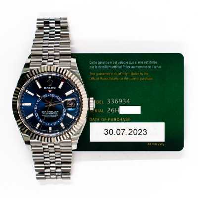 Luxury Rolex Sky-Dweller Steel White Gold Blue Preowned