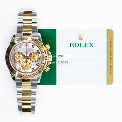 Rolex 116503 Steel Yellow Gold Black MOP Diamond