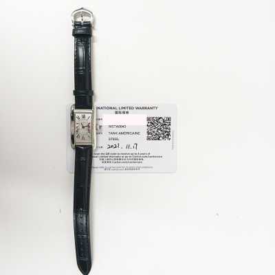 Cartier Tank AmÃ©ricaine WSTA0043 34.8mm steel silver Roman dial curved case preowned