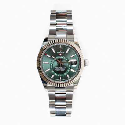 Rolex Sky-Dweller 336934 Rolesor 42mm mint green annual calendar Saros system GMT preowned