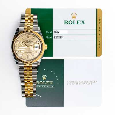Luxury Rolex Datejust Steel Gold Champagne Palm Preowned