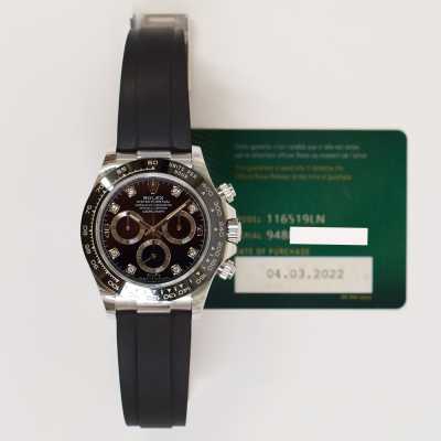  Daytona White Gold Ceramic Bezel on Rubber Strap