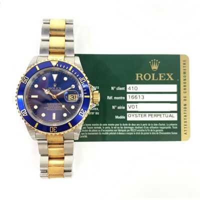 Rolex Submariner Date 40mm Blue Steel Gold Ref. 16613LB