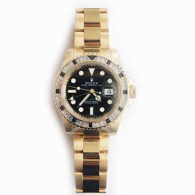 GMT-Master II Diamond and Black Sapphire Bezel Yellow Gold