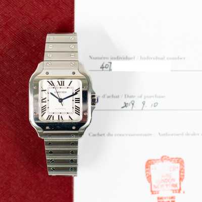 Cartier Santos Steel Square Roman Parisian Elegance Excellent Condition