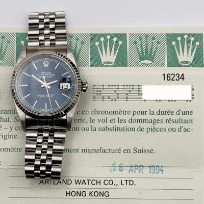 Rolex Datejust 36 16234 steel white gold blue dial Calibre 3135 Jubilee preowned