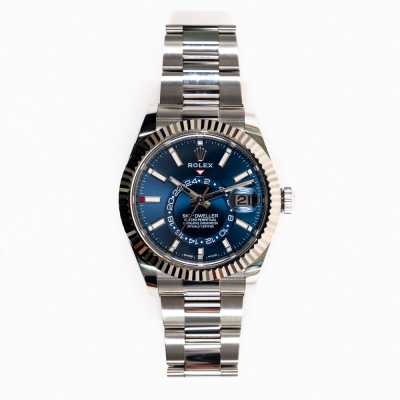 Rolex Sky-Dweller 326934 42mm steel white gold blue dial annual calendar GMT preowned