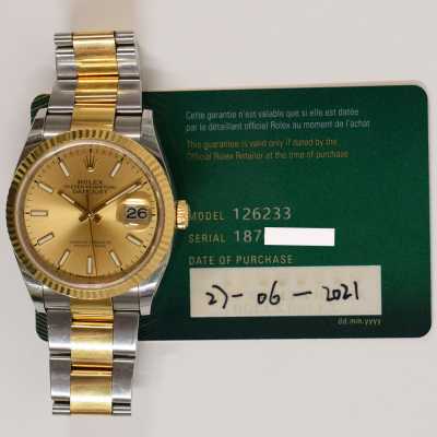 Rolex Datejust 36 126233 Yellow Rolesor champagne Oyster Calibre 3235 preowned