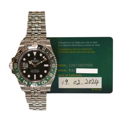 Rolex GMT-Master II 126720VTNR Sprite 40mm steel lefty green black Jubilee Calibre 3285 preowned