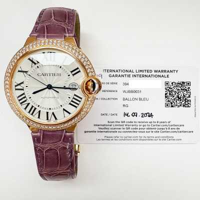 Cartier Ballon Bleu WJBB0031 Rose Gold Silver Roman New Condition