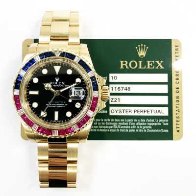 Rolex GMT-Master II 116748SARU Yellow Gold Aviation Excellence Excellent Condition
