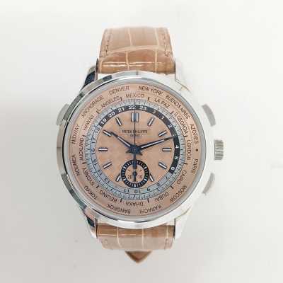 Patek Philippe steel 41mm rose dial world time flyback chronograph 5935A-001 preowned