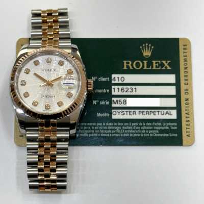 Rolex Datejust 36 116231G Everose Rolesor silver diamond Jubilee Calibre 3135 preowned