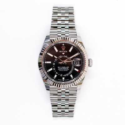 Rolex 336934 Sky-Dweller 42mm two-tone watch featuring black dial and Jubilee bracelet pre-owned