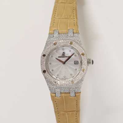 AP Millenary 67605BC 33.5mm white gold silver flinque dial quartz ladies preowned