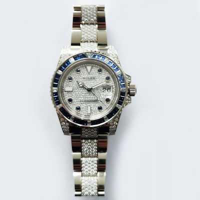 Luxury Rolex Submariner White Gold Full Pavé Diamond Preowned
