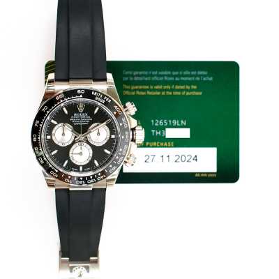 Rolex Daytona reference 126519LN white gold chronograph with rubber strap pre-owned