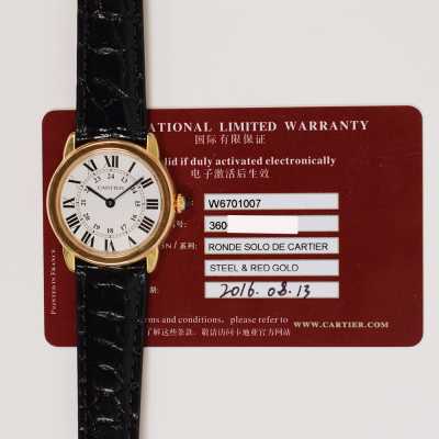 Cartier Ronde Solo W6701007 29.5mm steel silver Roman quartz leather preowned