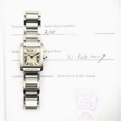 Cartier Tank Française WE110004 Steel Integrated Bracelet Excellent Condition