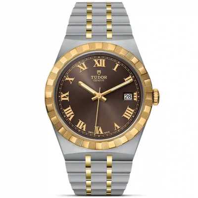 Tudor Royal M28503-0007 Steel Gold Chocolate Roman Watch New