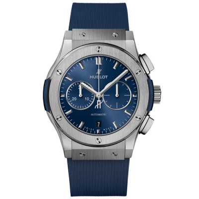 Hublot Classic Fusion Chrono 521.NX.7170.RX Titanium Blue Chronograph New Condition