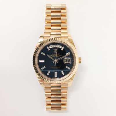 Day-Date President 40mm Onyx  Baguette Diamond Dial Yellow Gold