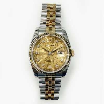 Rolex Datejust reference 116233G Rolesor 36mm champagne jubilee pattern diamond preowned
