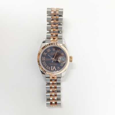 Rolex 26mm Datejust steel Everose chocolate Roman VI diamond Calibre 2235 ladies preowned