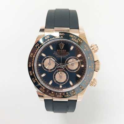Daytona Rose Gold Black Ceramic Bezel with Rubber Strap