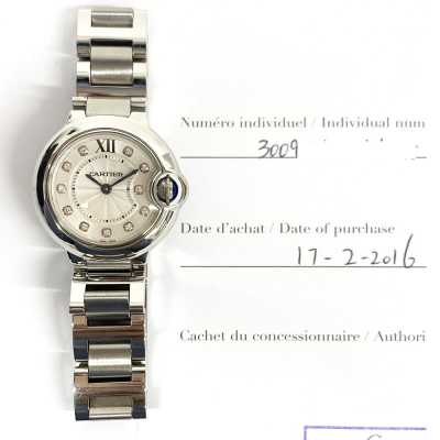 Cartier Ballon Bleu 28mm steel watch WE902073 