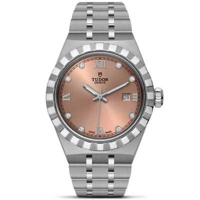 Tudor Royal M28300-0010 Steel Salmon Diamond Watch New