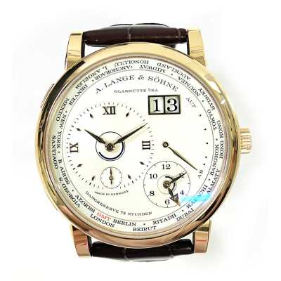 Lange 1 Time Zone 42mm Silver Dial Rose Gold