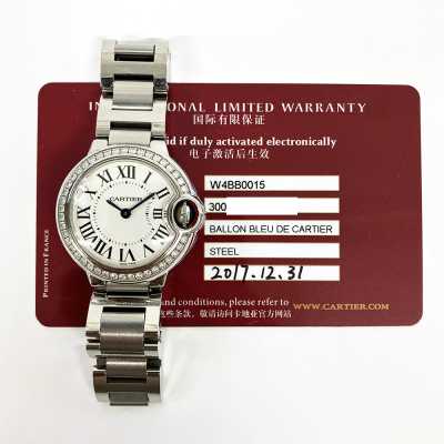 Ballon Bleu 28mm Diamond Bezel Silver Roman Dial Stainless Steel