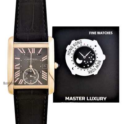 Tank MC 34.3mm Large Model Brown Dial Leather Strap Rose Gold 