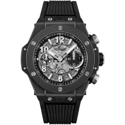 Big Bang Unico Black Magic 44mm Black Skeleton Dial Black Rubber Strap