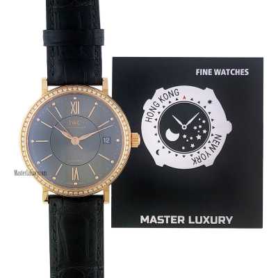 Portofino Automatic Diamond Bezel Grey Dial Rose Gold