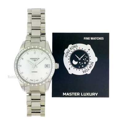 Conquest Classic Mother of Pearl Diamond Dial Diamond Bezel Stainless Steel