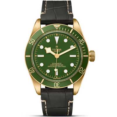 Black Bay Fifty-Eight 39mm Green Dial Brown Brown Leather Strap Yellow Gold