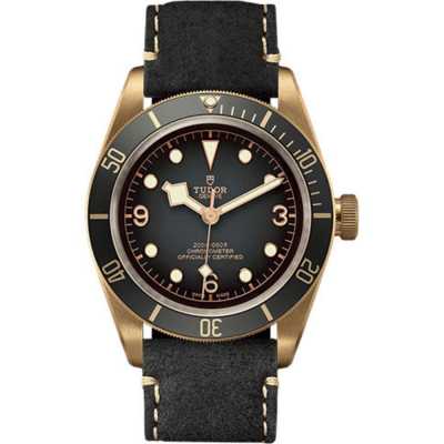 Black Bay 43mm Slate Grey Dial Bronze Bezel Black Leather Stainless Steel and Yellow Gold