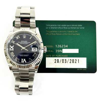 Datejust 36mm Purple VI IX Diamond Dial Fluted White Gold Bezel Oyster Bracelet Stainless Steel