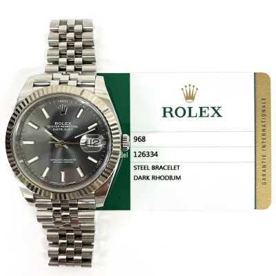 Datejust 41mm Slate Dial Fluted White Gold Bezel Jubilee Bracelet Stainless Steel