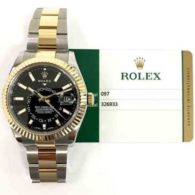 Sky-Dweller 42mm Black Dial Oyster Bracelet Stainless Steel and Yellow Gold