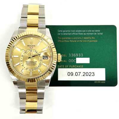 Sky-Dweller 42mm Champagne Dial Oyster Bracelet Stainless Steel and Yellow Gold