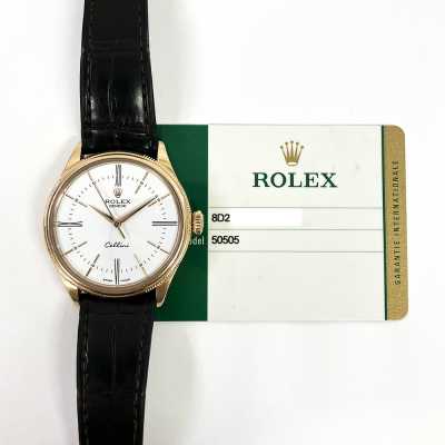 Cellini Time White Dial Black Leather Strap Everose Gold