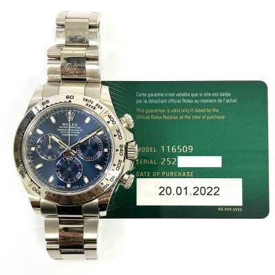 Cosmograph Daytona 40mm Chronograph Blue Dial White Gold