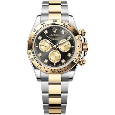 Cosmograph Daytona 40mm Chronograph Black Diamond Dial Stainless Steel and Yellow Gold 