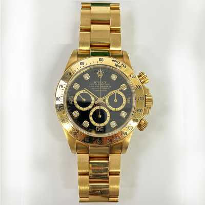 Cosmograph Daytona 40mm Black Diamond Dial Oyster Bracelet Yellow Gold