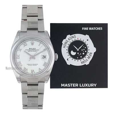 Datejust 36mm White Roman Dial Domed Bezel Oyster Bracelet Stainless Steel