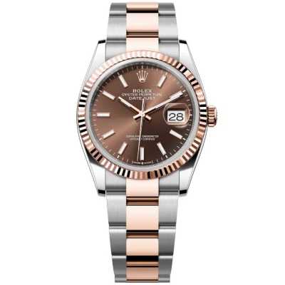 Datejust 36mm Chocolate Dial Fluted Bezel Oyster Bracelet Stainless Steel and Rose Gold